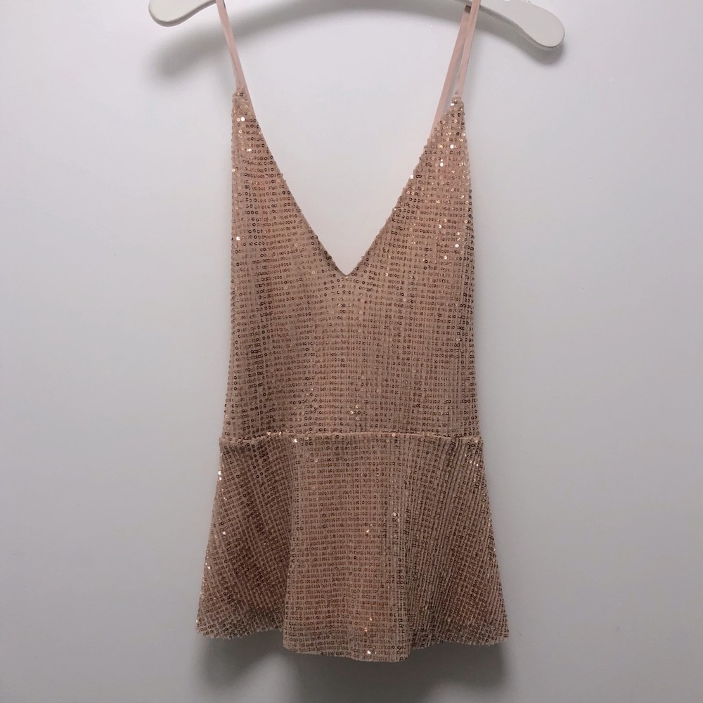 Express sequenced peplum top size small